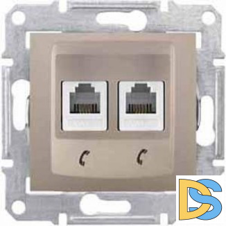 Розетка телефонная 2-ая 4 контакта, RJ-11, Титан, серия Sedna, Schneider Electric