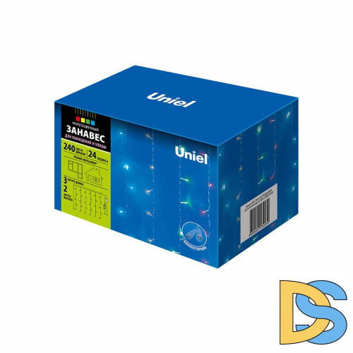 Уличная светодиодная гирлянда (UL-00007216) Uniel занавес 220V разноцветный ULD-C3020-240/TTK Multi IP44