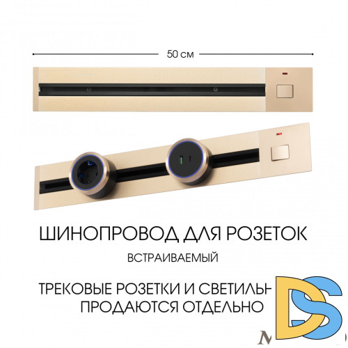 Встраиваемый шинопровод с выключателем Arte Milano Am-track-sockets 385205TBB/50 Gold