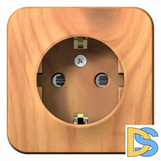 Розетка с/з со шторками 16А, 250В, изолир пластина Schneider Blanca Ясень