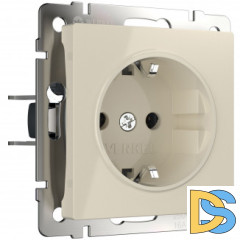 Розетка с заземлением, безвинтовой зажим (слоновая кость) W1171303