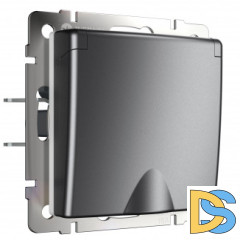 Розетка влагозащ. с зазем. с защит. крышкой и шторками (графит матовый) W1171264