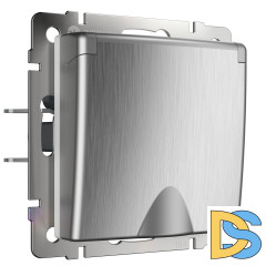 Розетка влагозащ. с зазем. с защит. крышкой и шторками Werkel (cеребряный рифленый) W1171209