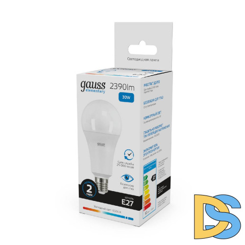 Лампа светодиодная Gauss E27 30W 6500K груша матовая 73239