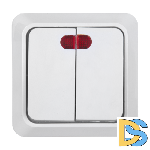 Выключатель 2-клавишный с подсветкой General Альфа 477003