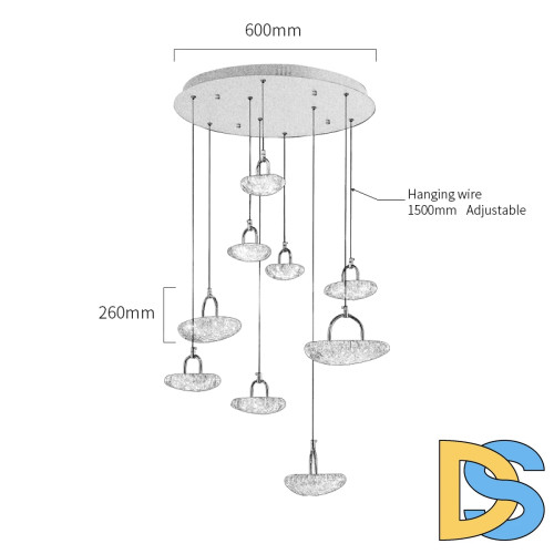 Каскадная люстра Delight Collection MT9125-9H french gold