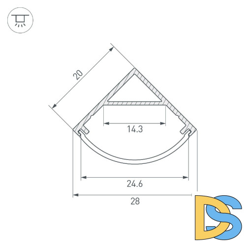 Алюминиевый профиль Arlight SL-KANT-H20-2000 BLACK 049016