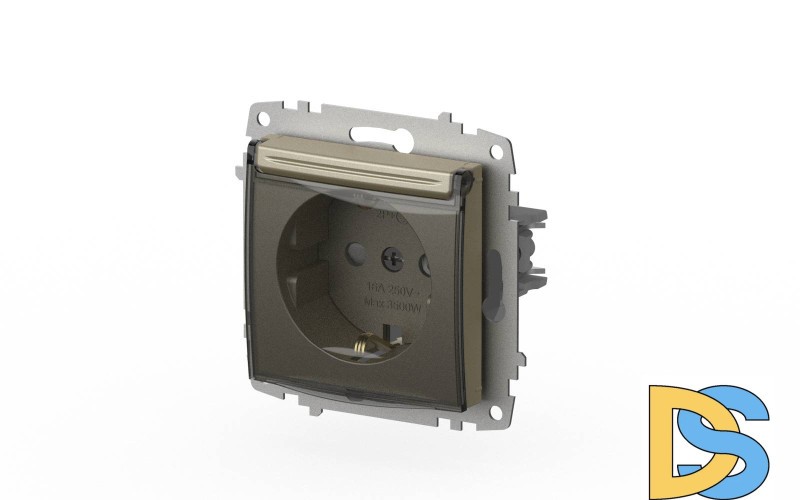 Розетка с крышкой, заземлением и защитой от детей ELBI Zena Vega 609-011400-219