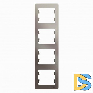 Рамка 4-ая (четверная) вертикальная, Платина, серия Glossa, Schneider Electric