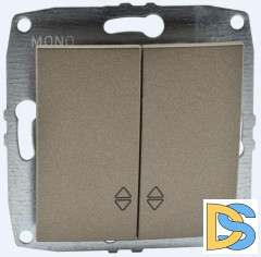 Выключатель двухклавишный проходной Mono Electric Despina-Larissa 10А 250В бронза 500-002323-111