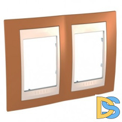 Рамка 2-ая (двойная), Оранжевый/Бежевый, серия Unica, Schneider Electric