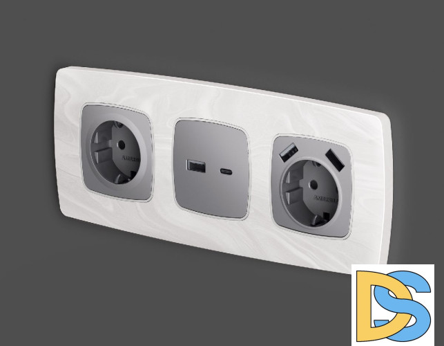 Лицевая панель для розетки с/з со шторками Ambrella Volt Omega OP5070