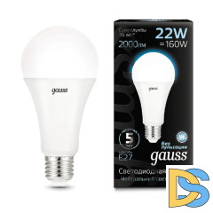 Лампа светодиодная Gauss E27 22W 4100К матовая 102502222