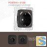 Розетка с заземлением, шторками + 2 USB Arte Milano 205.47-1.black
