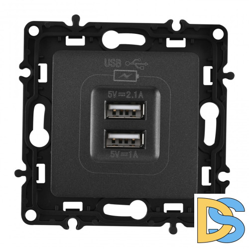 Розетка USB 2.1А+1А Arte Milano 217.46-1.black