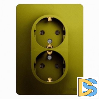 Розетка 2-ая электрическая с заземлением, Фисташковый, серия Glossa, Schneider Electric