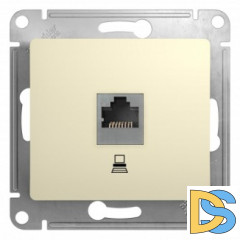 Розетка компьютерная 1-ая кат.5е, RJ-45 (интернет), Бежевый, серия Glossa, Schneider Electric