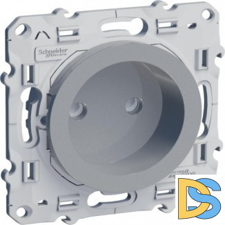 Розетка 1-ая электрическая без заземления с защитными шторками, Алюминий, серия Odace, Schneider Electric