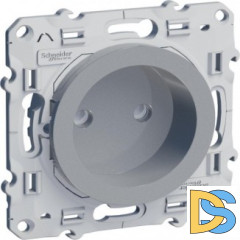 Розетка 1-ая электрическая без заземления с защитными шторками, Алюминий, серия Odace, Schneider Electric