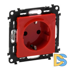 Розетка Legrand Valena Life 16A 250V с/з с защитными шторками безвинтовой зажим красная 753129