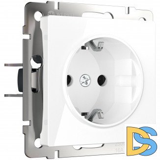 Розетка с заземлением, безвинтовой зажим (белая) W1171301