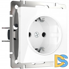 Розетка с заземлением, безвинтовой зажим (белая) W1171301
