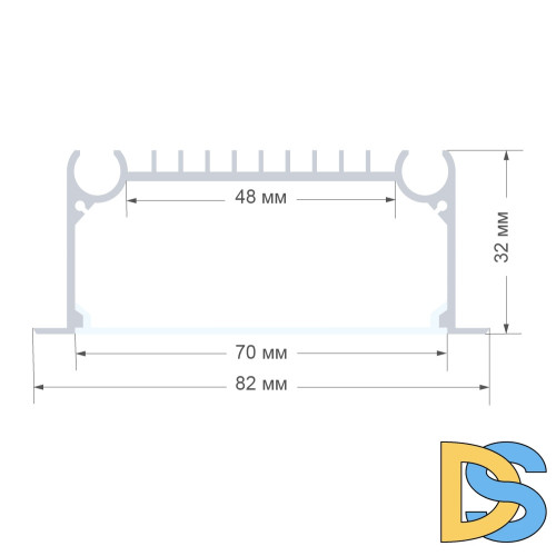 Профиль П-образный встраиваемый Apeyron ширина ленты до 48мм (рассеиватель, заглушки - 2шт) 08-29