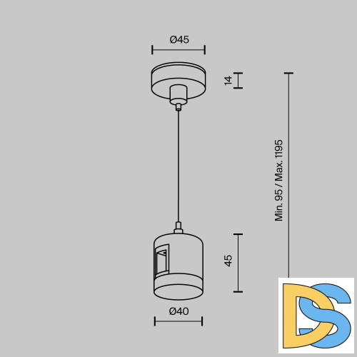 Подвес тросовый с прямым коннектором питания Maytoni Flarity TRA157SW-IPC1-BS