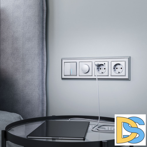 Выключатель двухклавишный Werkel с подсветкой (серебряный) W1120106