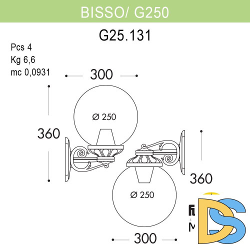Уличный настенный светильник Fumagalli Globe 250 G25.131.000.AXF1RDN