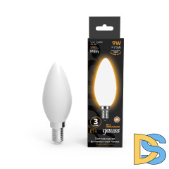 Лампа светодиодная филаментная Gauss E14 9W 3000К матовая 103201109