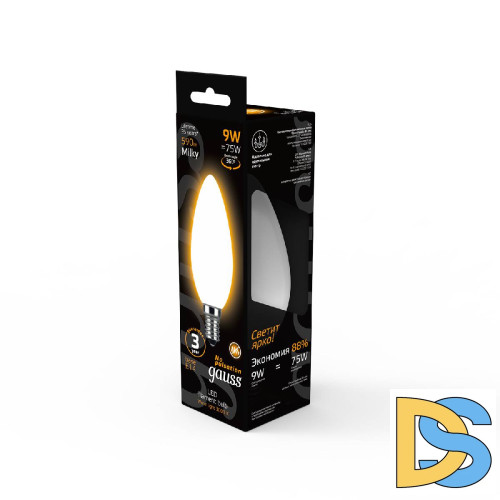 Лампа светодиодная филаментная Gauss E14 9W 3000К матовая 103201109