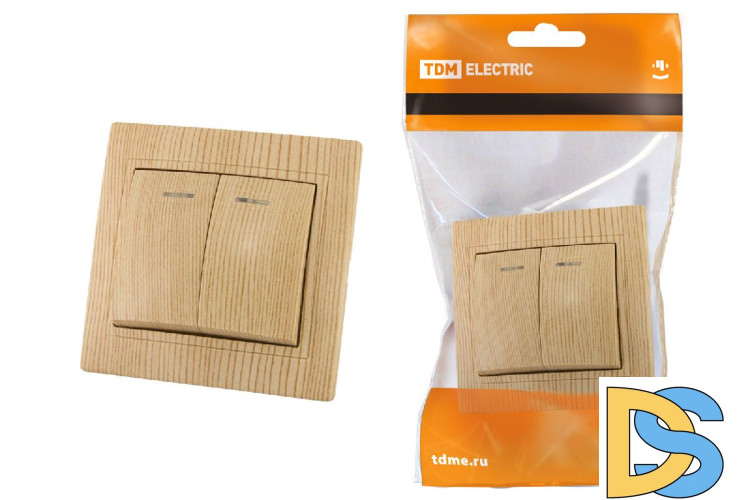 Выключатель двухклавишный с подсветкой Таймыр TDM Electric SQ1814-0205