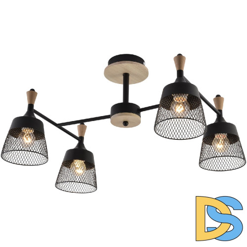 Люстра на штанге Reluce 01492-0.3-04 BK+WOOD