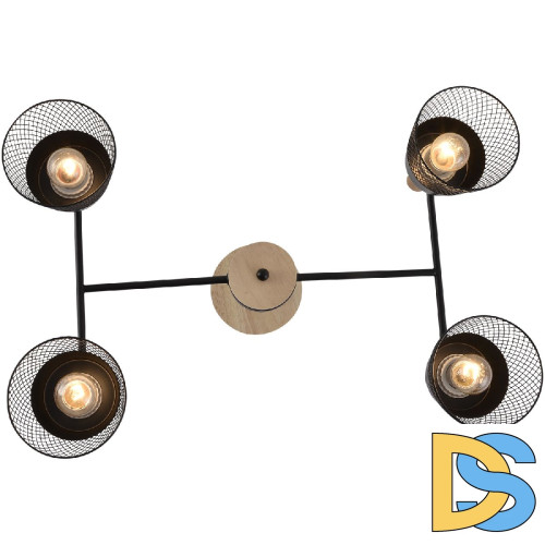 Люстра на штанге Reluce 01492-0.3-04 BK+WOOD