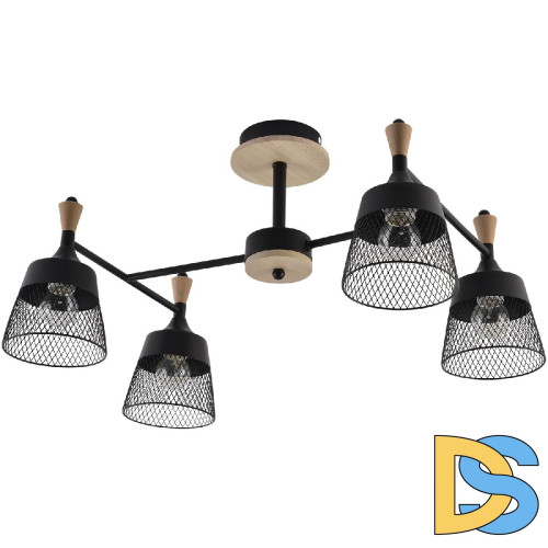 Люстра на штанге Reluce 01492-0.3-04 BK+WOOD