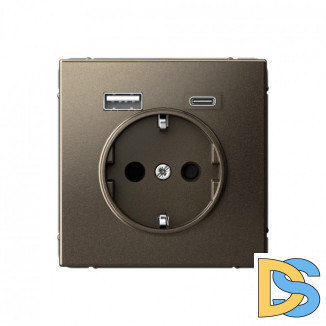 Розетка 16 А с 2 USB А+С, 5 В, 1 порт 2,4/3,0 А, 2 порта 1,5 А, Schneider Electric Art Gallery, цвет Мокко, GAL000632