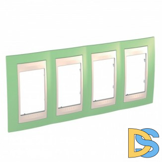 Рамка 4-ая (четверная), Зеленое яблоко/Бежевый, серия Unica, Schneider Electric