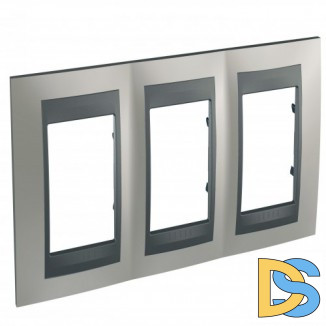 Рамка 3-ая (тройная), Никель/Графит (металл), серия UNICA TOP/CLASS, Schneider Electric