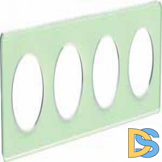 Рамка 4-ая (четверная), Зеленый лед/Белый, серия Odace, Schneider Electric