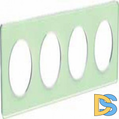 Рамка 4-ая (четверная), Зеленый лед/Белый, серия Odace, Schneider Electric