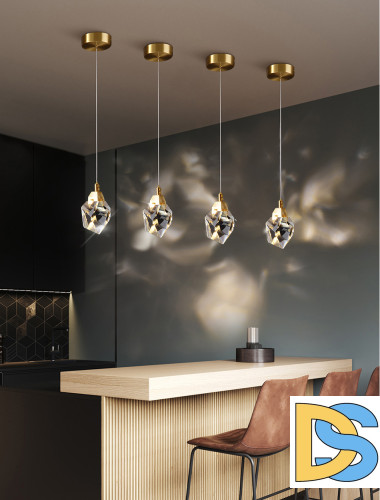 Подвесной светильник Delight Collection Crystal rock II 9701P/1 brass