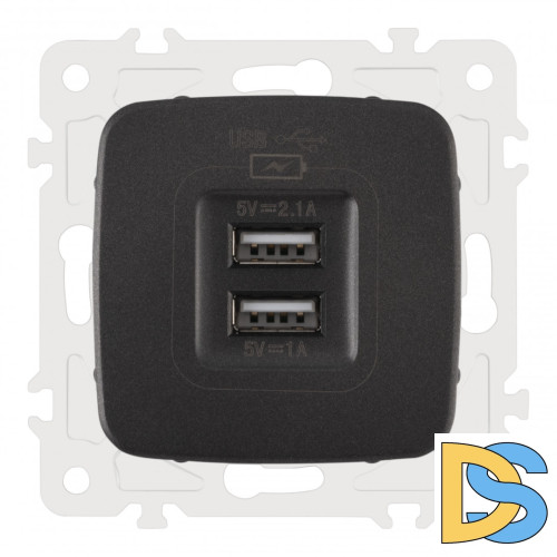 Розетка USB 2.1А+1А Arte Milano 205.46-1.black