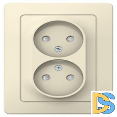 Розетка 2-ая электрическая без заземления с защитными шторками, Молочный, серия Blanca, S