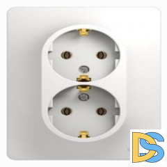 Розетка 2-ая электрическая с заземлением, Белый, серия Glossa, Schneider Electric