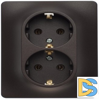 Розетка 2-ая электрическая с заземлением, Шоколад, серия Glossa, Schneider Electric