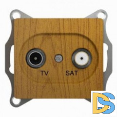 Розетка телевизионная единственная ТV-SAT, Дерево Дуб, серия Glossa, Schneider Electric