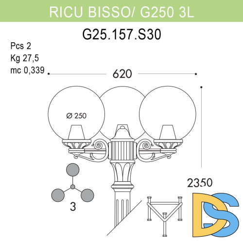 Уличный фонарь Fumagalli Ricu Bisso/G250 G25.157.S30.AYE27