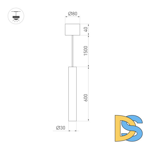 Подвесной светильник Arlight SP-PIPE-HANG-L600-R30-9W Warm3000 (BR, 24 deg, 230V) 038646