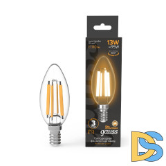 Лампа светодиодная филаментная Gauss E14 13W 2700K прозрачная 103801113